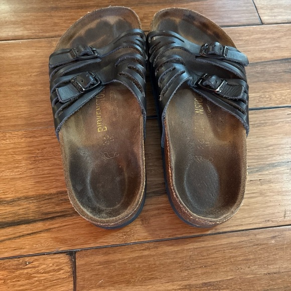 Birkenstock Granada Sandals Black Double Strap Buckle Slide Shoe SZ 36 US 6 - Picture 3 of 9